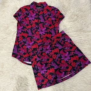 Tommy Bahama Black and Red Floral Top and Skirt